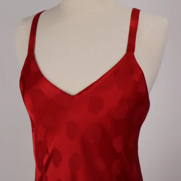 🌺 Vintage Cacique Hearts Long Nightgown Negligee Lingerie Sexy Valentine's Day